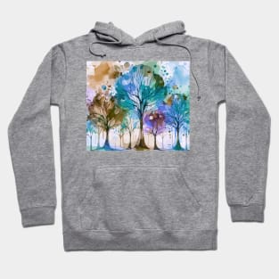 Colorful Pastel Blue Abstract Trees Hoodie